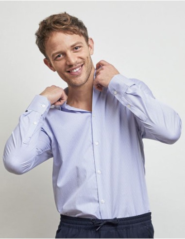 NEO-04338-Mens Easy Care Striped Shirt Baptiste